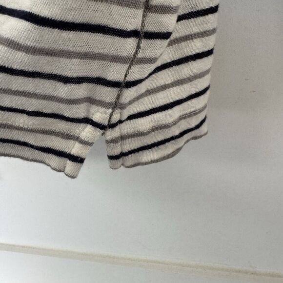 Club Monaco 100% Linen Striped Long Sleeve Tee Round Neck Stretch Thin Large EUC - Picture 5 of 13